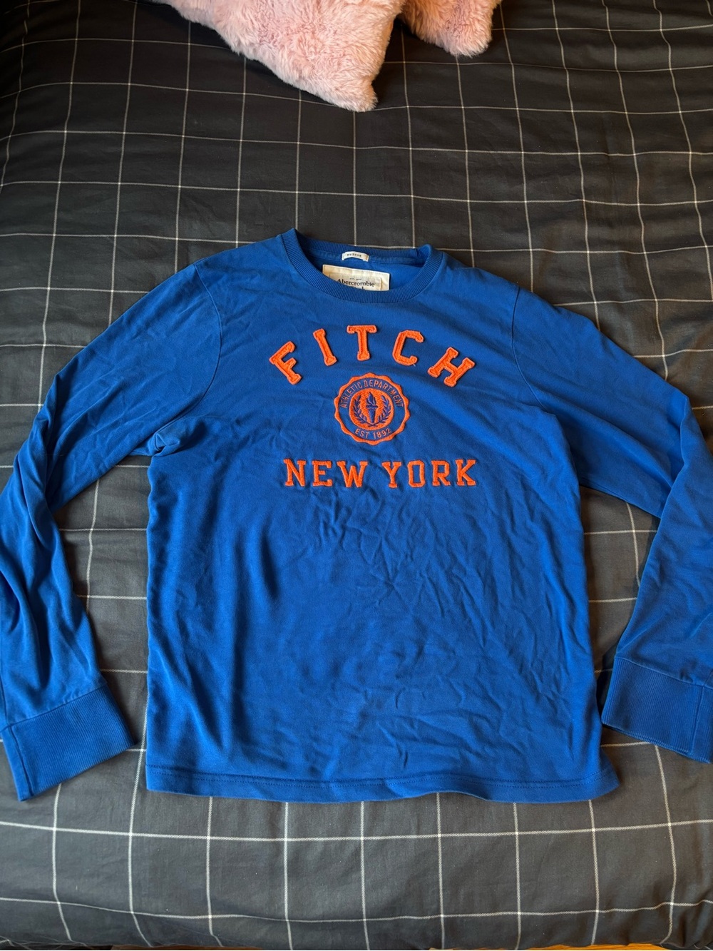 Abercrombie & Fitch Royal Blue Long-Sleeve Tee with Orange Logo